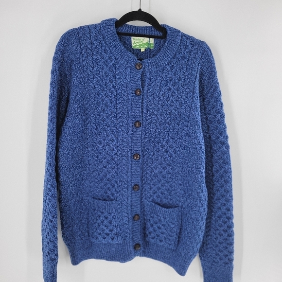 Aran Fisherman knit Cardigan XL Lumber Jacket Merino Wool New - Picture 2 of 5